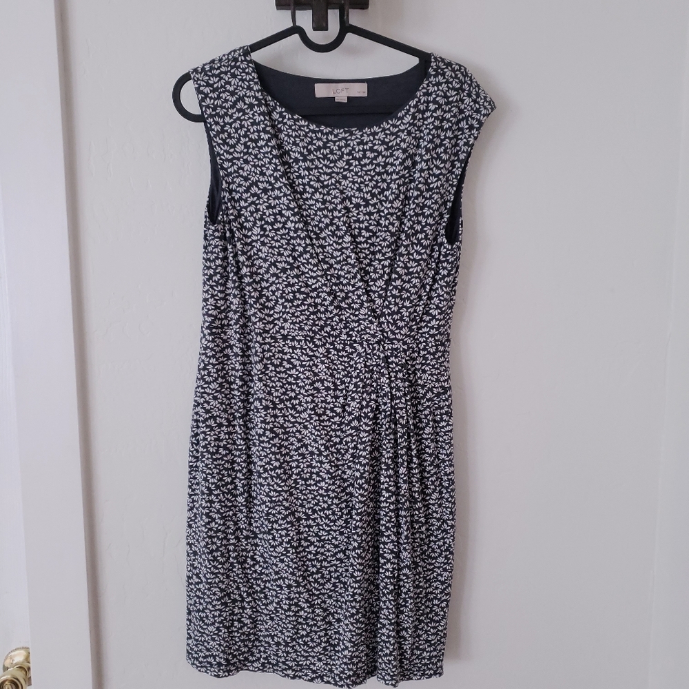 LOFT Floral Print Faux Wrap Dress